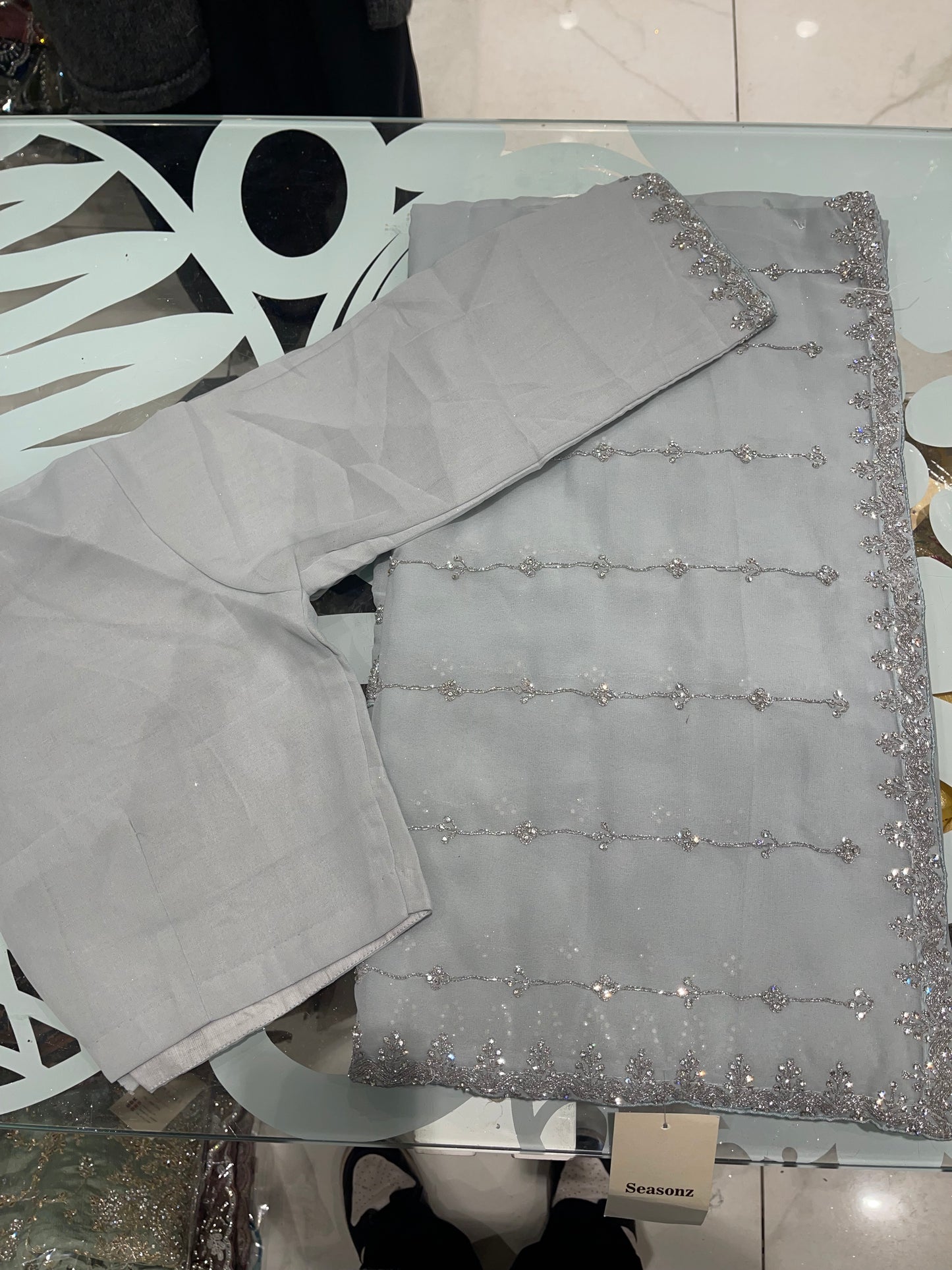 Silver Work Border saree