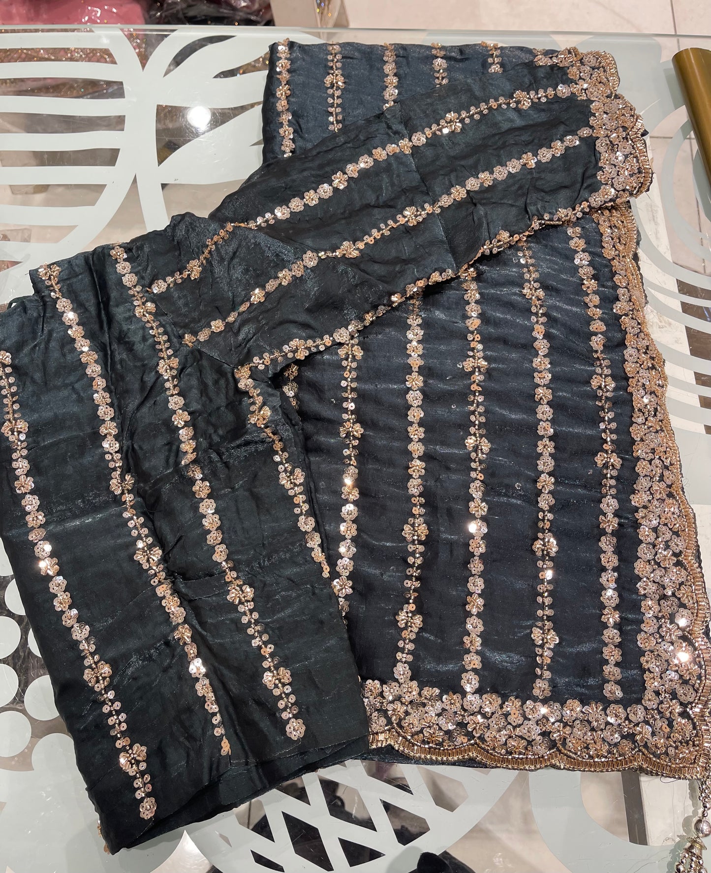 Line Sequin Saree
