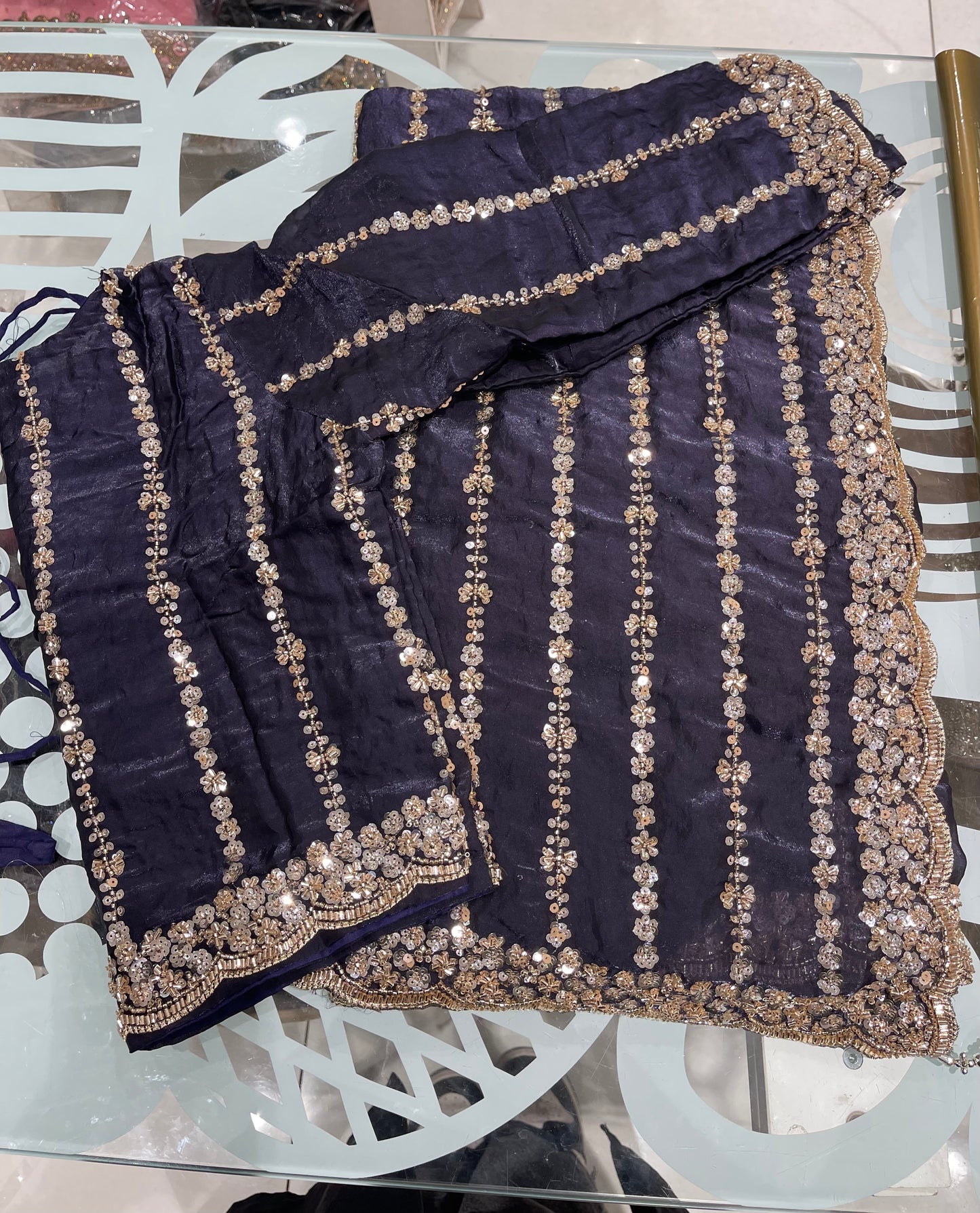 Line Sequin Saree