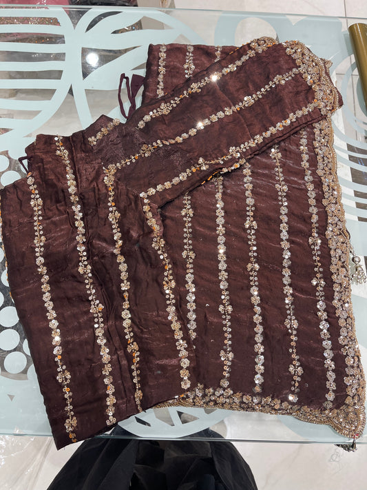 Line Sequin Saree