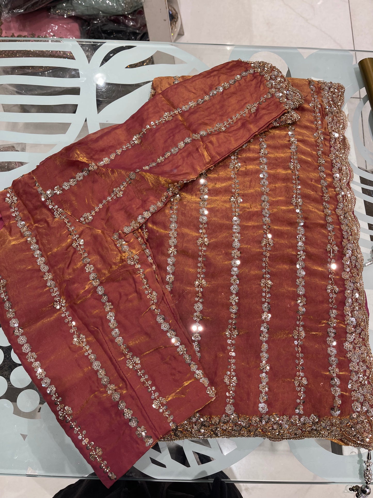 Line Sequin Saree